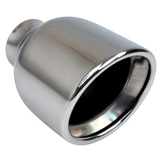 Different Trend® - Hi-Polished Series Stainless Steel Round Rolled Edge Angle Cut Double-Wall Exhaust Tip (2.25" Inlet, 4" Outlet, 6.125" Length)