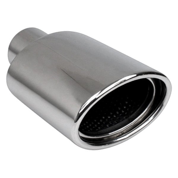 Different Trend® - Hi-Polished Series Stainless Steel Oval Resonated Rolled Edge Angle Cut Double-Wall Exhaust Tip