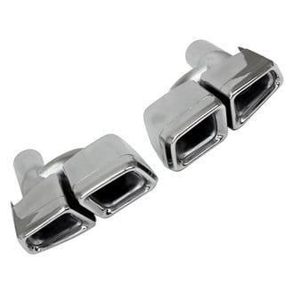 Different Trend® DT24138L - Hi-Polished Series Stainless Steel Driver Side Rectangular Angle Cut Dual Exhaust Tip (2.25" Inlet, 13" Length)