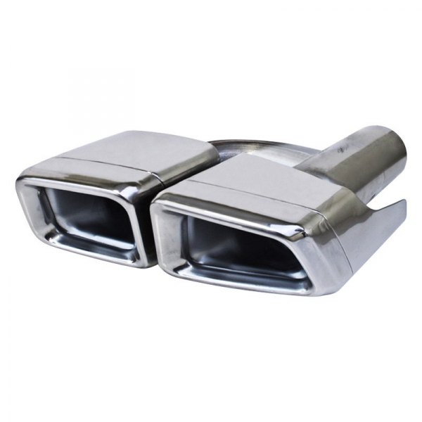 Different Trend® - Hi-Polished Series Passenger Side Stainless Steel Square Angle Cut Dual Exhaust Tip