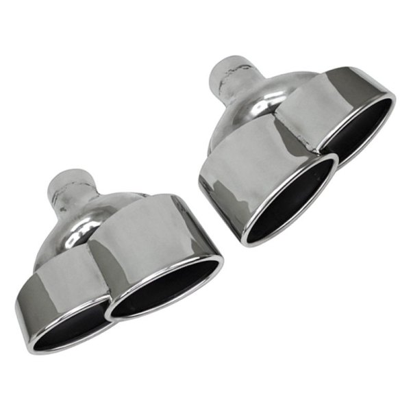 Different Trend® - Hi-Polished Series Driver Side Stainless Steel Oval Angle Cut Dual Exhaust Tip