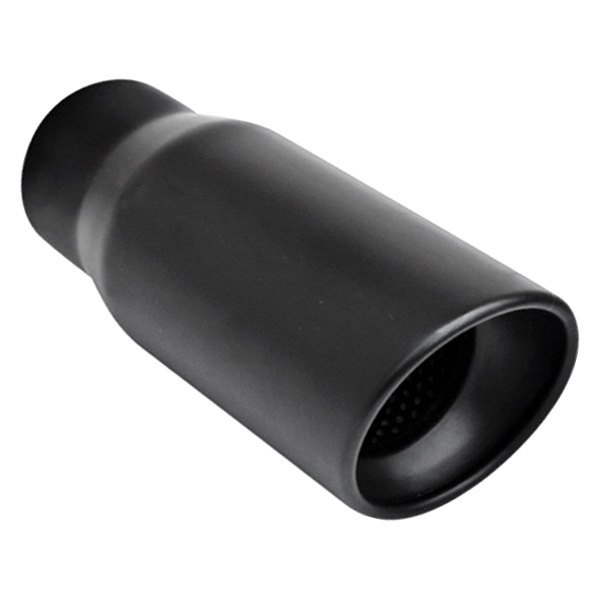 Different Trend® - Black Powder Coated Series Round Resonated Rolled Edge Angle Cut Exhaust Tip
