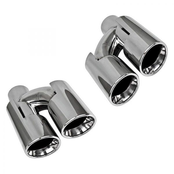 Different Trend® - Hi-Polished Series Driver Side Stainless Steel Side Way Round Rolled Edge Angle Cut Double-Wall Exhaust Tip