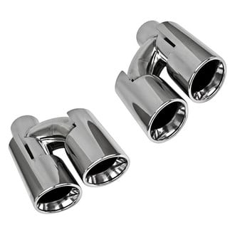 Different Trend® - Hi-Polished Series Stainless Steel Passenger Side Side Way Round Rolled Edge Angle Cut Double-Wall Exhaust Tip (2.25" Inlet, 10.5" Length)