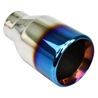 Different Trend® - Blue Flame Series Round Straight Cut Double-Wall Exhaust Tip (2.25" Inlet, 4" Outlet, 7" Length)