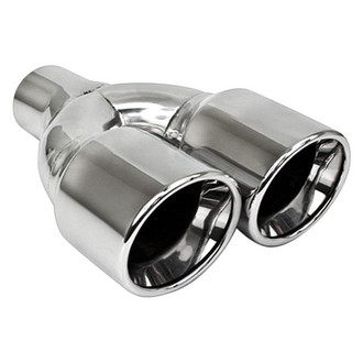Different Trend® - Hi-Polished Series Stainless Steel Round Rolled Edge Angle Cut Dual Exhaust Tip (2.25" Inlet, 9.75" Length)