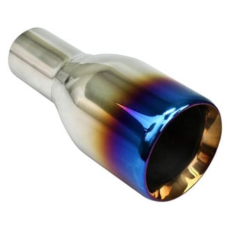 Different Trend® - Blue Flame Series Round Straight Cut Double-Wall Exhaust Tip (2.25" Inlet, 3.5" Outlet, 7.75" Length)