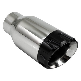 Different Trend® - Stainless Steel with Anodized Aluminum Series Aluminum Billet Closed Outer Casing Round Angle Cut Double-Wall Exhaust Tip (2.25" Inlet, 3.5" Outlet, 7.5" Length)