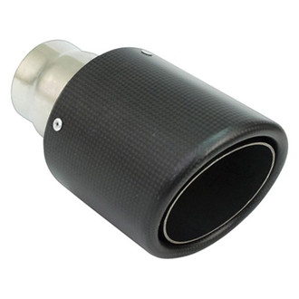 Different Trend® - Carbon Fiber Series Round Double Layer Rolled Edge Angle Cut Exhaust Tip (2.25" Inlet, 3.5" Outlet, 7" Length)