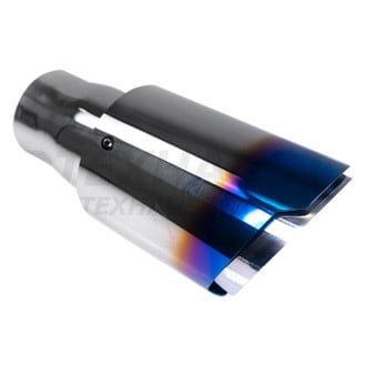 Different Trend® - Blue Flame Series Round Double Layer Angle Cut Exhaust Tip (2.25" Inlet, 3.5" Outlet, 7.75" Length)