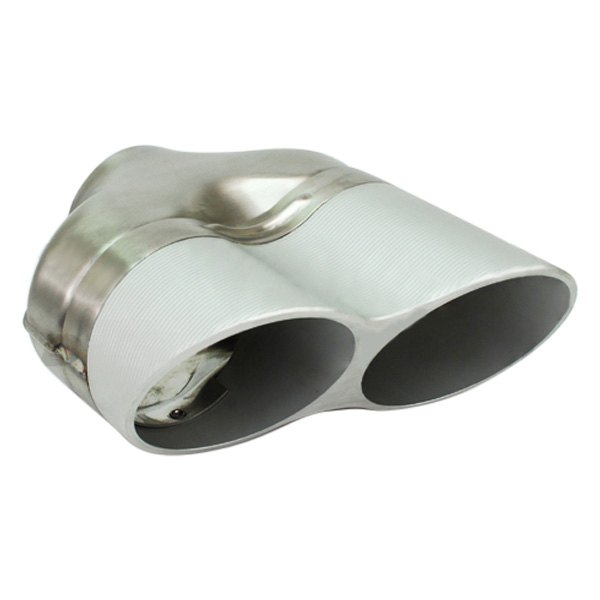 Different Trend® - Stainless Steel with Anodized Aluminum Series Driver Side Aluminum Billet Sideways Round Angle Cut Dual Exhaust Tip