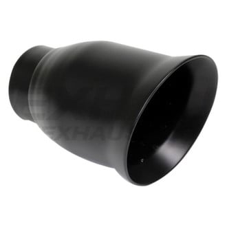 Different Trend® DT24175BK - Black Powder Coated Series Bell Style Round Resonated Angle Cut Exhaust Tip (2.25" Inlet, 4" Outlet, 6" Length)