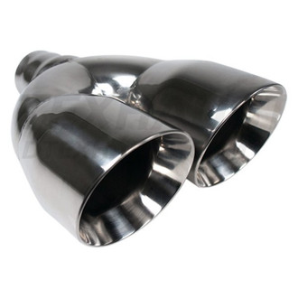Different Trend® - Hi-Polished Series Stainless Steel Round Angle Cut Dual Exhaust Tip (2.25" Inlet, 8.25" Outlet, 10.5" Length)