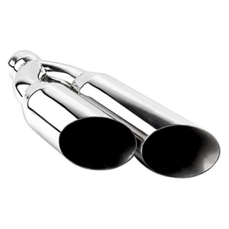 Different Trend® - Hi-Polished Series Stainless Steel Side Way Oval Angle Cut Dual Exhaust Tip (2.25" Inlet, 18" Length)