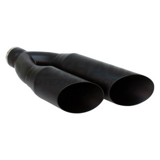 Different Trend® - Black Powder Coated Series Sideways Round Angle Cut Dual Exhaust Tip (2.25" Inlet, 18" Length)