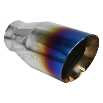 Different Trend® - Blue Flame Series Round Angle Cut Double-Wall Exhaust Tip (2.25" Inlet, 4" Outlet, 7" Length)