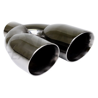 Different Trend® - Black Chrome Series Round Angle Cut Dual Exhaust Tip (2.5" Inlet, 3.5" Outlet, 9.5" Length)