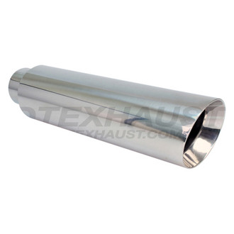 Different Trend® - Hi-Polished Series Stainless Steel Round Slant Cut Double-Wall Exhaust Tip (2.5" Inlet, 4" Outlet, 12" Length)