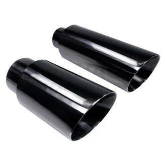 Different Trend® - Black Chrome Series Round Angle Cut Double-Wall Exhaust Tip (2.5" Inlet, 4" Outlet, 12" Length)