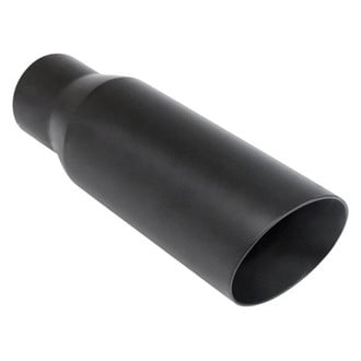 Different Trend® - Black Powder Coated Series Round Angle Cut Weld-On Double-Wall Exhaust Tip (2.5" Inlet, 4" Outlet, 12" Length)
