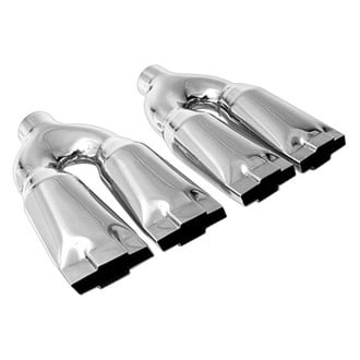 Different Trend® DT25055B - Hi-Polished Series Stainless Steel Bow Tie Style Straight Cut Dual Exhaust Tip (2.5" Inlet, 9.5" Outlet, 13.5" Length)
