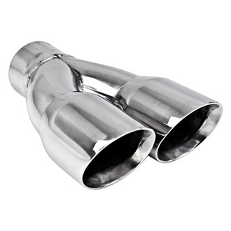 Different Trend® - Hi-Polished Series Stainless Steel Parallel Round Angle Cut Dual Exhaust Tip (2.5" Inlet, 9.5" Length)