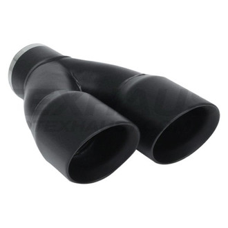 Different Trend® - Black Powder Coated Series Driver Side Staggered Round Angle Cut Dual Exhaust Tip (2.5" Inlet, 9.5" Length)
