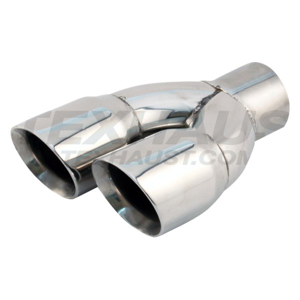 Different Trend® - Hi-Polished Series Passenger Side Stainless Steel Round Angle Cut Dual Exhaust Tip