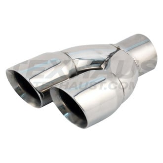 Different Trend® - Hi-Polished Series Stainless Steel Passenger Side Round Angle Cut Dual Exhaust Tip (2.5" Inlet, 9.5" Length)