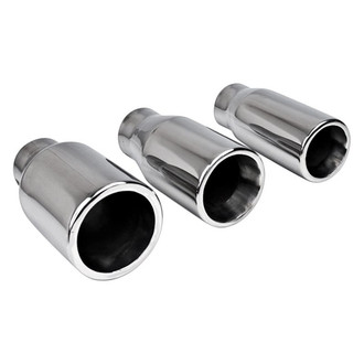 Different Trend® - Hi-Polished Series Stainless Steel Round Straight Cut Double-Wall Exhaust Tip (2.5" Inlet, 4" Outlet, 7.25" Length)