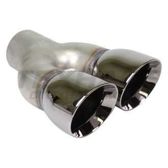 Different Trend® - Hi-Polished Series Stainless Steel Parallel Round Angle Cut Dual Exhaust Tip (2.5" Inlet, 9.5" Length)