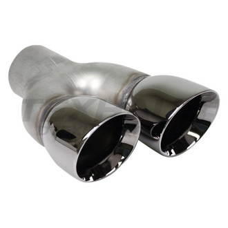 Different Trend® - Black Chrome Series Driver Side Ford Flex Style Round Angle Cut Dual Exhaust Tip (2.5" Inlet, 3" Outlet, 8.5" Length)