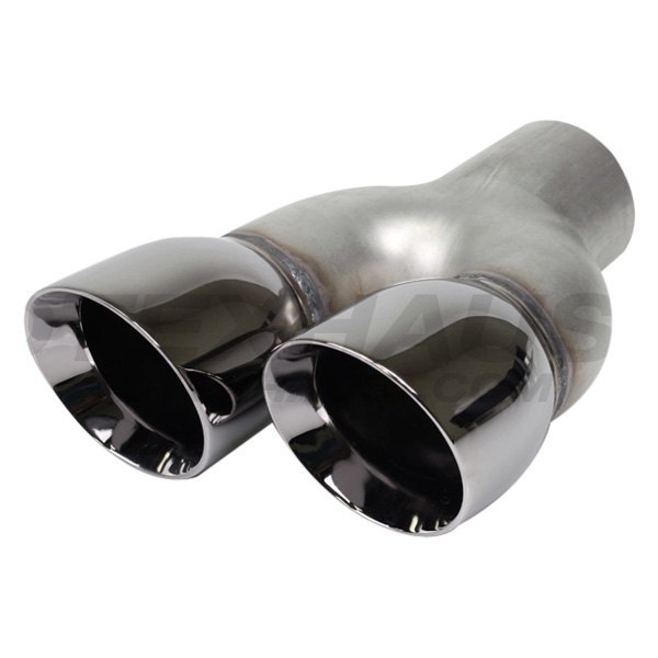 Different Trend® - Hi-Polished Series Passenger Side Stainless Steel Staggered Round Angle Cut Dual Exhaust Tip