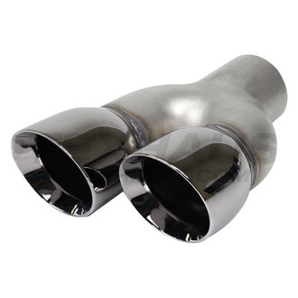 Different Trend® - Hi-Polished Series Stainless Steel Passenger Side Staggered Round Angle Cut Dual Exhaust Tip (2.5" Inlet, 8.5" Length)