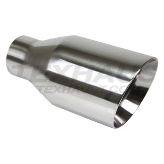 Different Trend® - Hi-Polished Series Stainless Steel Round Slant Cut Double-Wall Exhaust Tip (2.5" Inlet, 4.5" Outlet, 9" Length)