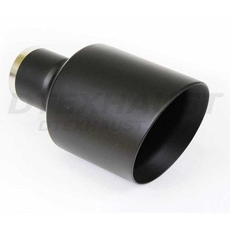 Different Trend® - Black Powder Coated Series Closed Casing Round Angle Cut Double-Wall Exhaust Tip (2.5" Inlet, 5" Outlet, 9" Length)