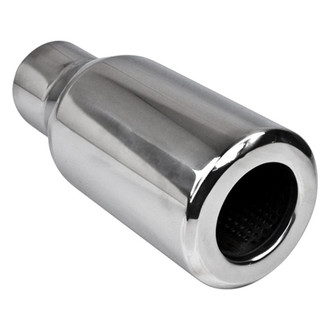 Different Trend® - Hi-Polished Series Stainless Steel Round Resonated Straight Cut Exhaust Tip (2.5" Inlet, 4" Outlet, 9" Length)