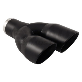 Different Trend® - Black Powder Coated Series Driver Side Staggered Round Angle Cut Dual Exhaust Tip (2.5" Inlet, 9.25" Length)