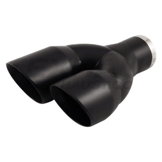 Different Trend® - Black Powder Coated Series Passenger Side Staggered Round Angle Cut Dual Exhaust Tip (2.5" Inlet, 9.25" Length)
