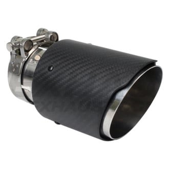 Different Trend® - Carbon Fiber Series Round Double Layer Slant Cut Clamp-On Exhaust Tip (2.5" Inlet, 3.5" Outlet, 6.5" Length)