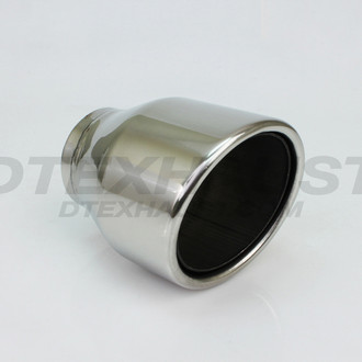 Different Trend® - Hi-Polished Series Stainless Steel Round Double Layer Rolled Edge Slant Cut Exhaust Tip (2.5" Inlet, 4" Outlet, 6" Length)
