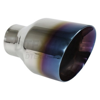 Different Trend® - Blue Flame Series Round Angle Cut Double-Wall Exhaust Tip (2.5" Inlet, 4.5" Outlet, 7" Length)