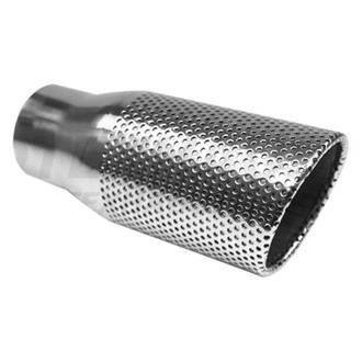 Different Trend® - Hi-Polished Series Stainless Steel Textured Outer Casing Round Angle Cut Exhaust Tip (2.5" Inlet, 3.75" Outlet, 9" Length)