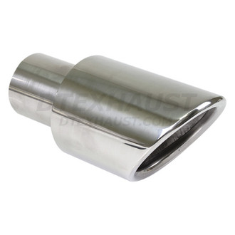 Different Trend® - Hi-Polished Series Stainless Steel Round Rolled Edge Angle Cut Double-Wall Exhaust Tip (2.5" Inlet, 4" Outlet, 8.9" Length)