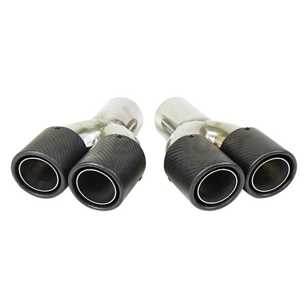 Different Trend® - Hi-Polished Series Passenger Side Stainless Steel Round Double Layer Rolled Edge Angle Cut Dual Exhaust Tip