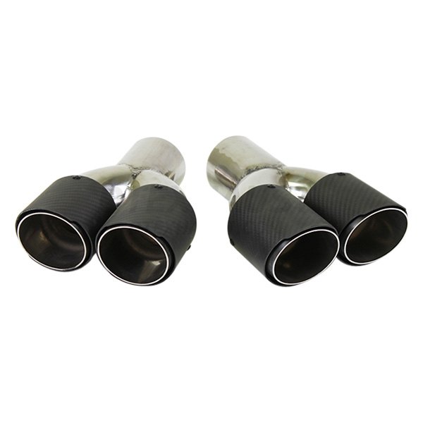 Different Trend® - Hi-Polished Series Passenger Side Stainless Steel Round Double Layer Non-Rolled Edge Angle Cut Dual Exhaust Tip