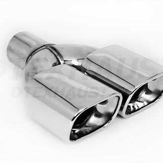 Different Trend® - Hi-Polished Series Stainless Steel Parallel Rectangular Resonated Rolled Edge Angle Cut Dual Exhaust Tip (2.5" Inlet, 10.25" Length)