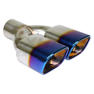 Different Trend® - Blue Flame Series Rectangular Rolled Edge Angle Cut Exhaust Tip