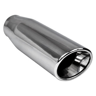 Different Trend® - Hi-Polished Series Stainless Steel Round Rolled Edge Angle Cut Double-Wall Exhaust Tip (2.5" Inlet, 3.5" Outlet, 12" Length)