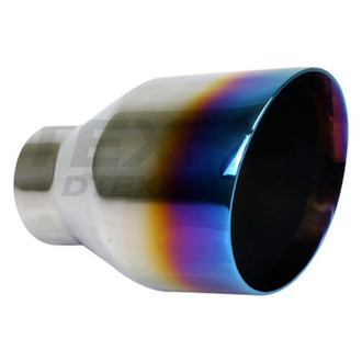 Different Trend® - Blue Flame Series Round Angle Cut Double-Wall Exhaust Tip (2.5" Inlet, 4.5" Outlet, 7" Length)